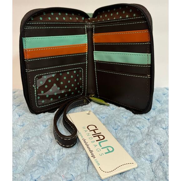 NWT CHALA Zip Around Wallet OWL II ( Teal) - Picture 4 of 6